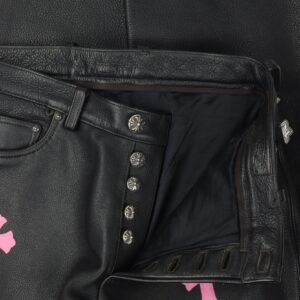 Chrome Hearts Fleur Knee Leather Cross Patch Pants